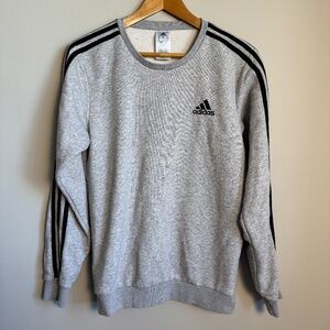 Adidas Mens Light Fleece Lined Sweatshirt Gray Small Long Sleeve Casual School